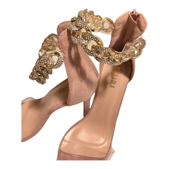 NWOT Miss Lola gold chain and pink stiletto heels - Picture 4 of 7